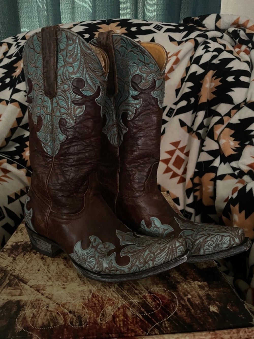 Old Gringo Brown Boots with Turquoise Embroidery